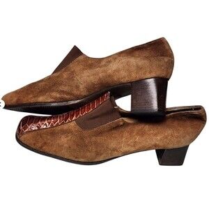 Valleverde Leather Vintage Snakeskin Panel Pumps Size EU 41 Italian Designer